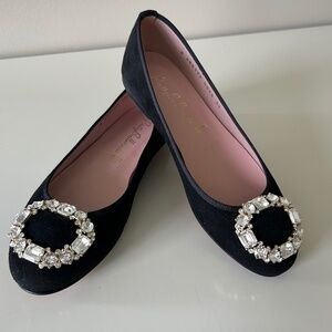 Pretty Ballerinas suede jewelled flats NEW size 36/6
